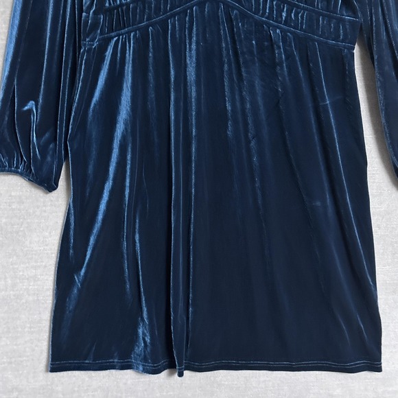 Lane Bryant Dress 18/20 Blue Velvet Long Sleeve Party Cocktail Holiday Boho - Picture 4 of 10